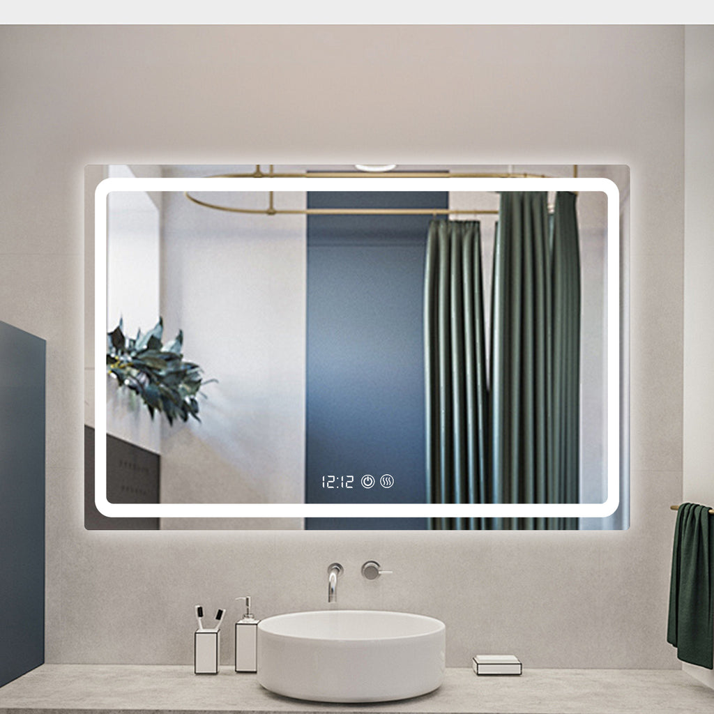 Bathroom Mirror Dimmable Backlit 3 Colors Anti-Fog Wall Mounted
