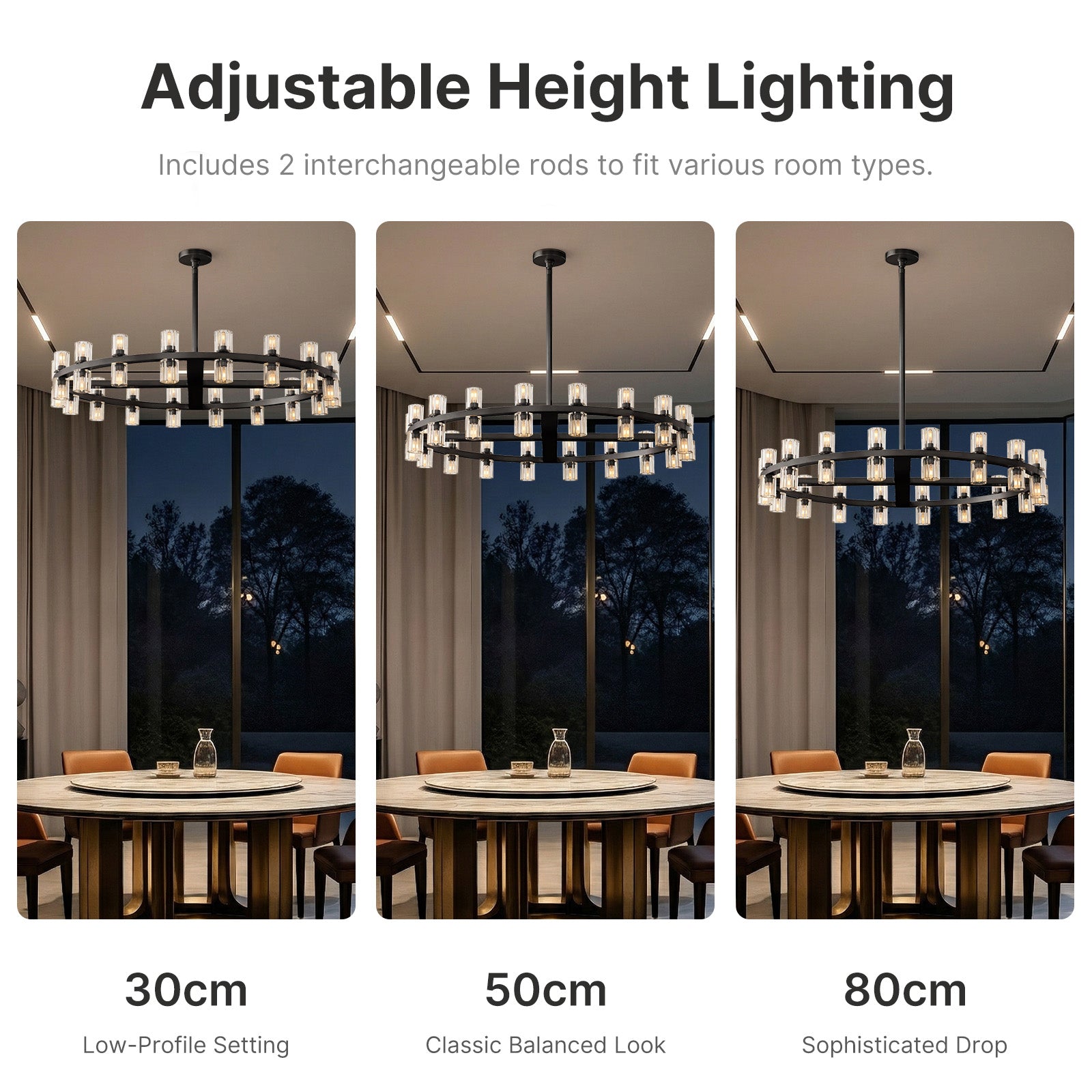 Modern K9 Crystal Chandelier 36-Light D90cm Black Large Wagon Wheel Pendant CL-BWPL