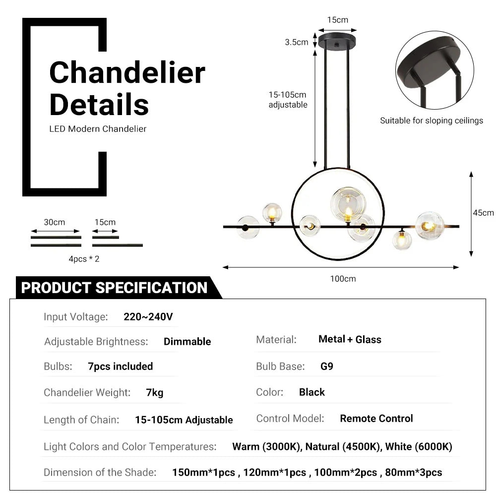 7-Light LED Sputnik Chandelier by USOR - Australian Chandelier Store