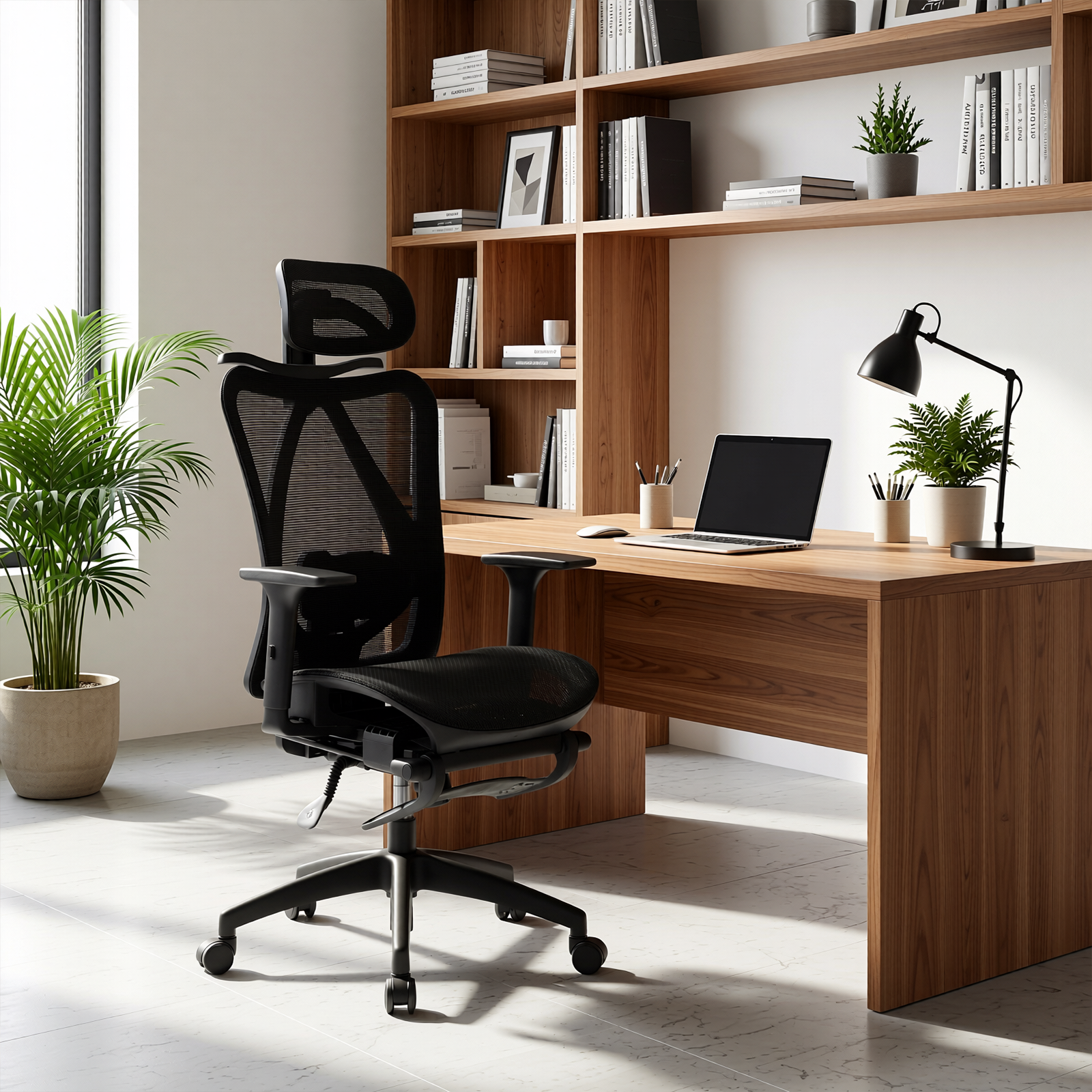 Ergonomic Office Chair Mesh Seat Adjustable Headrest Lumbar Support Recliner Footrest