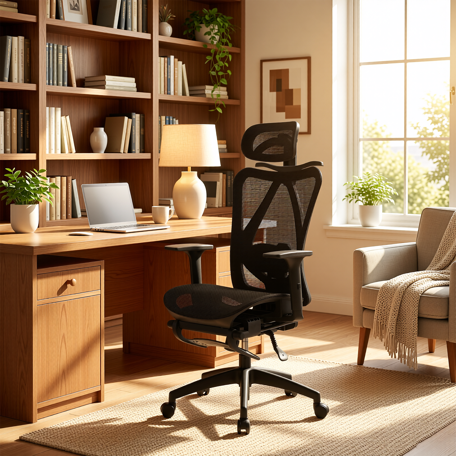 Ergonomic Office Chair Mesh Seat Adjustable Headrest Lumbar Support Recliner Footrest