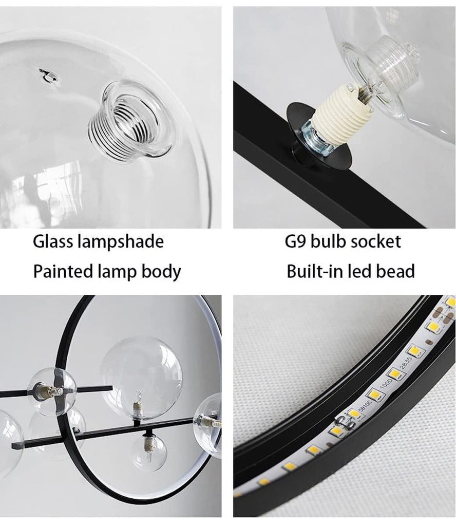 LED Sputnik Chandelier with Glass Globe Shade 7-Light Pendant Light