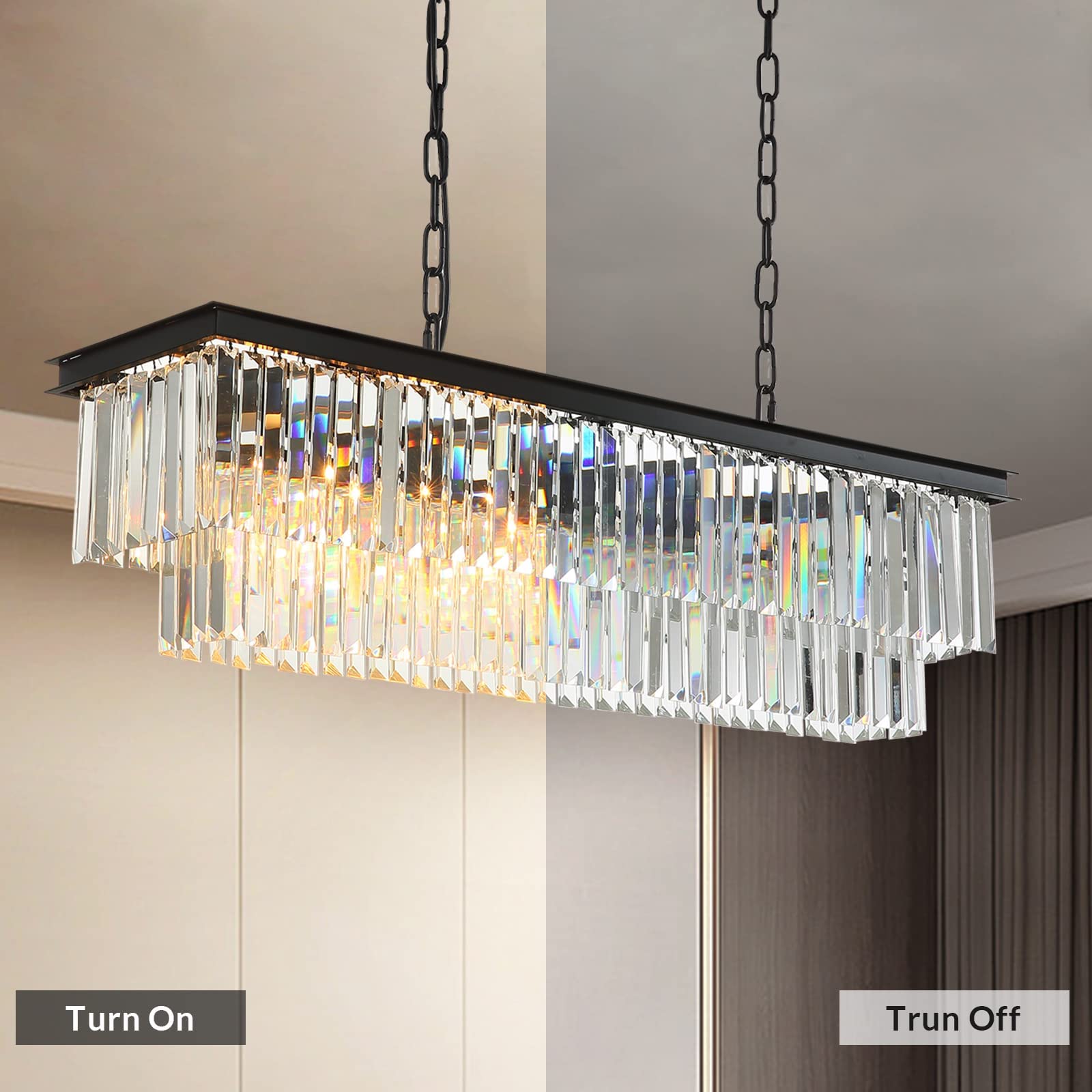 Luxury Crystal Strip Chandelier Gold Ceiling Light Lamp LED CL-CSCB