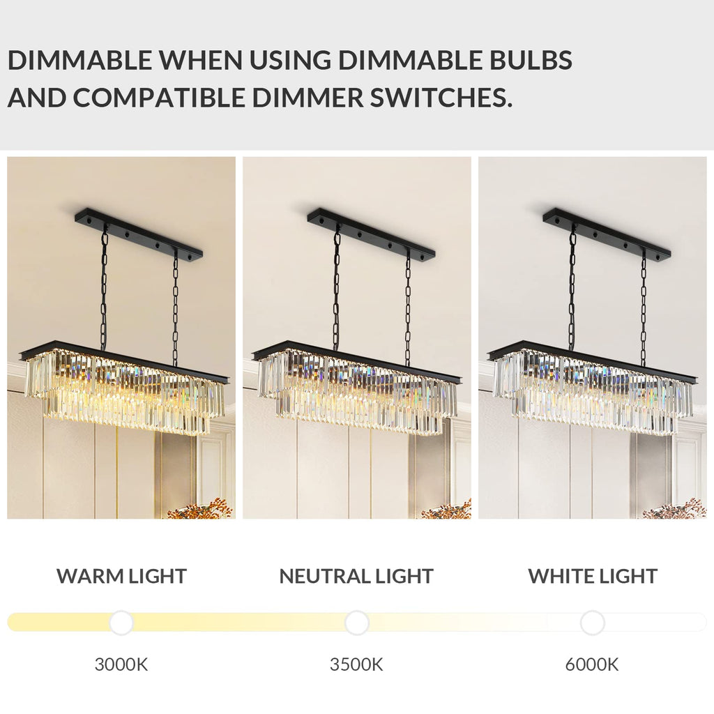 Luxury Crystal Chandelier Ceiling Light Fixture LED Pendant Lamp Crystal Strip chandelier-Black