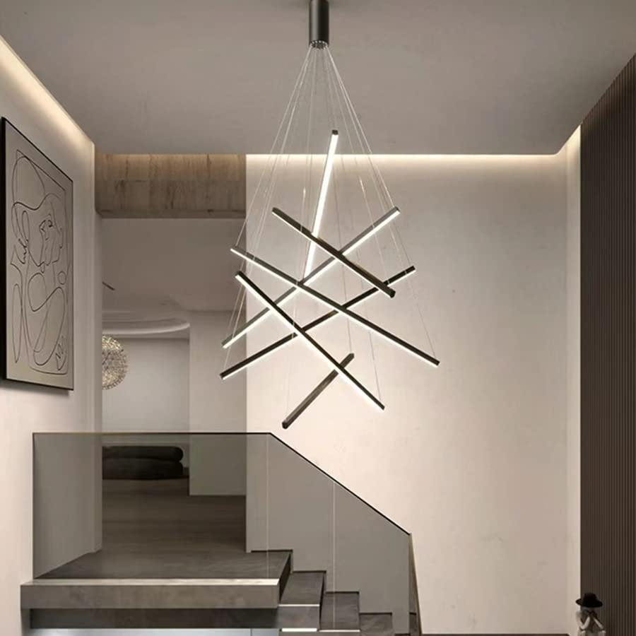 LED 7 Bars Modern Chandelier Dimmable Ceiling Pendant Adjustable Light