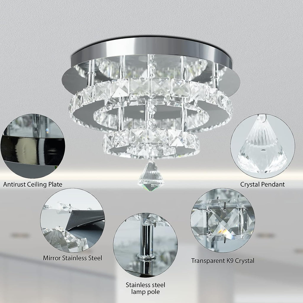 Modern Mini Chandelier 3Color Adjustable Ceiling Crystal Light Decor For Bedroom