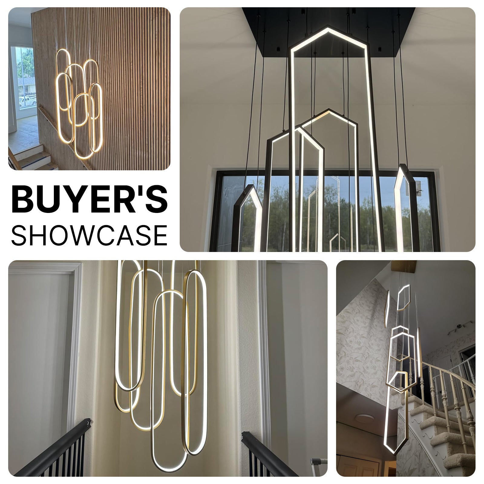 Large 6-Ring LED Chandelier Modern Dimmable Ceiling Light Foyer With Remote CL-HSL/CL-OSL