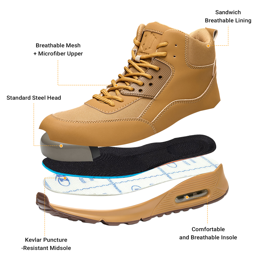 Work Boots Safety Shoes Heavy Duty Wheat