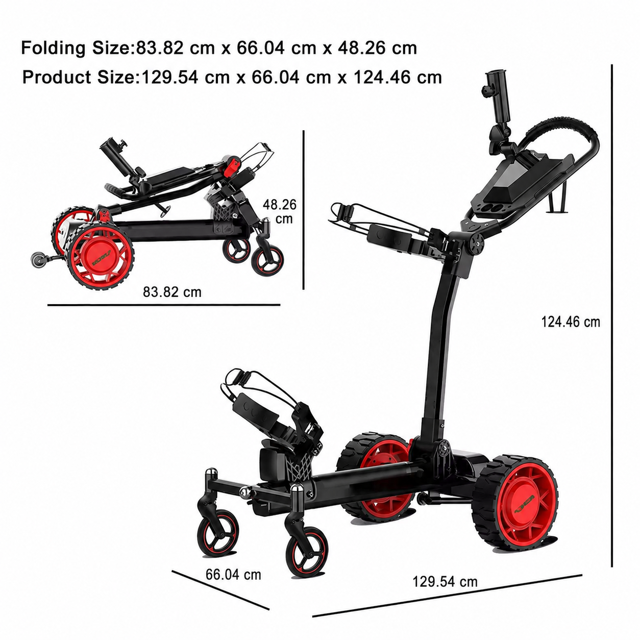 Follow Me Electric Golf Cart Buggy Remote Control Foldable Trolley 500W