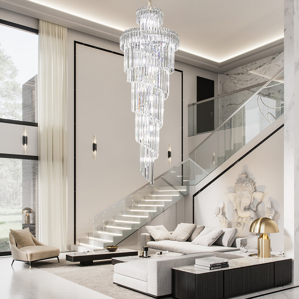 Luxury Modern Staircase Chandelier Spiral Crystal Chandelier for High Ceiling CL-LCAKE21