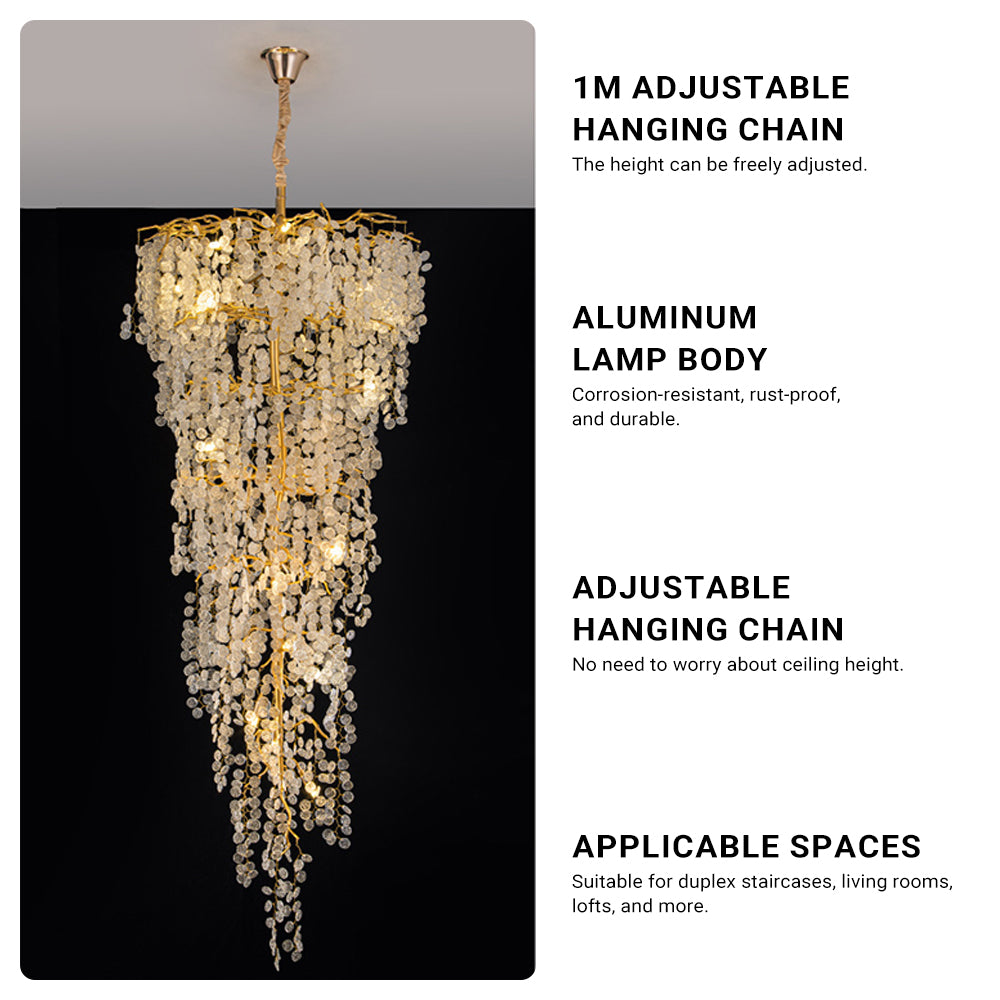 Luxury Crystal Tree Branches Chandelier 20-Lights Staircase Chandelier 180cm