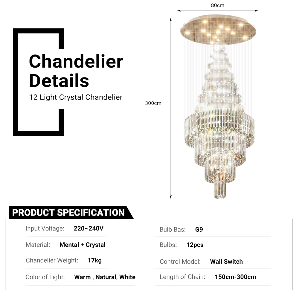 High Ceiling Chandelier Crystal Raindrop Chandeliers Staircase Large Chandelier