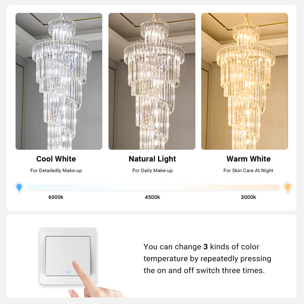Luxury Modern Staircase Chandelier Spiral Crystal Chandelier for High Ceiling CL-LCAKE21