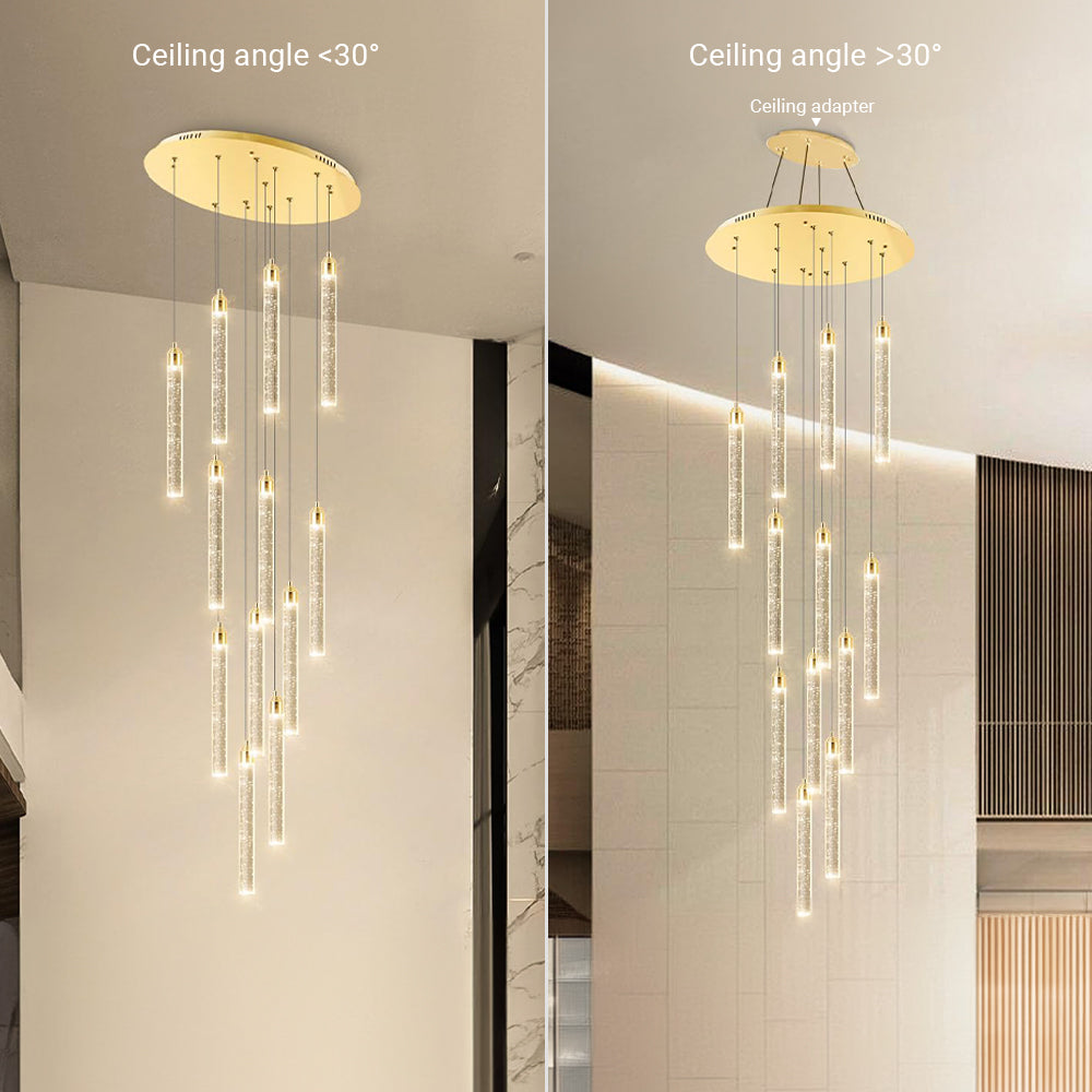 Modern Luxury Gold Crystal Chandelier Chains Adjustable for Staircase Light