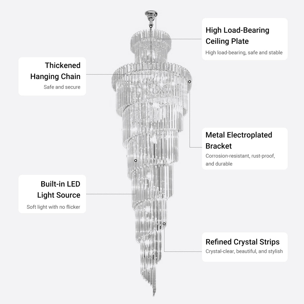Luxury Modern Staircase Chandelier Spiral Crystal Chandelier for High Ceiling CL-LCAKE21