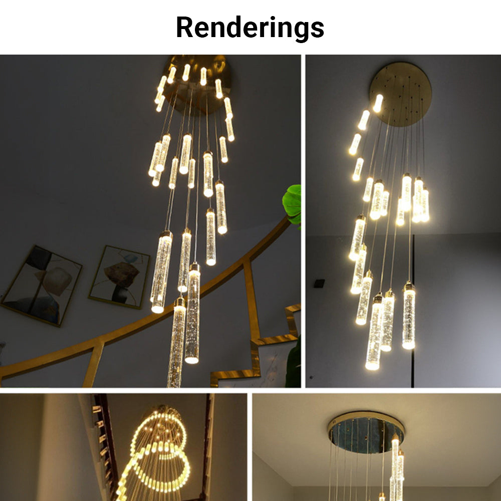 Modern Luxury Gold Crystal Chandelier Chains Adjustable for Staircase Light