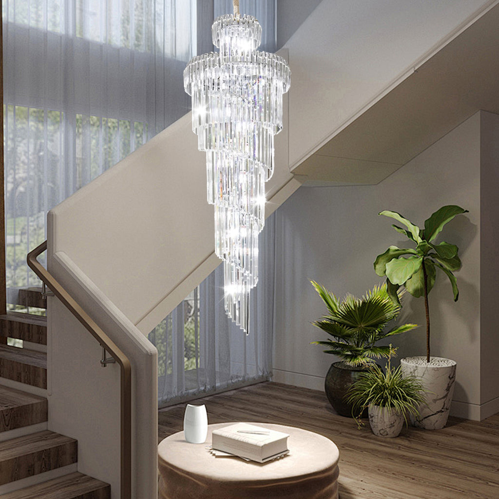 Luxury Modern Staircase Chandelier Spiral Crystal Chandelier for High Ceiling CL-LCAKE21