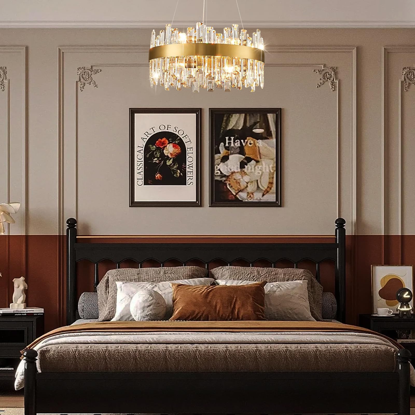 Modern Gold K9 Crystal Chandelier 12-Light Round Pendant CL-ICCR
