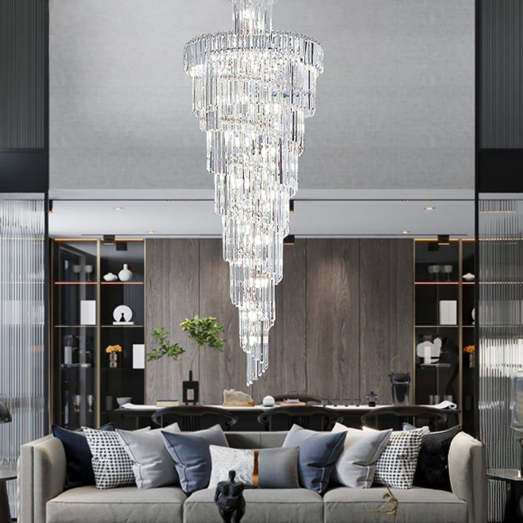 Luxury Modern Staircase Chandelier Spiral Crystal Chandelier for High Ceiling CL-LCAKE21
