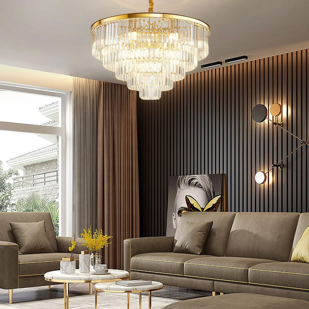 16Light Crystal Chandelier K9 Crystal Gold Luxury Ceiling Light Fixture 3 Colors