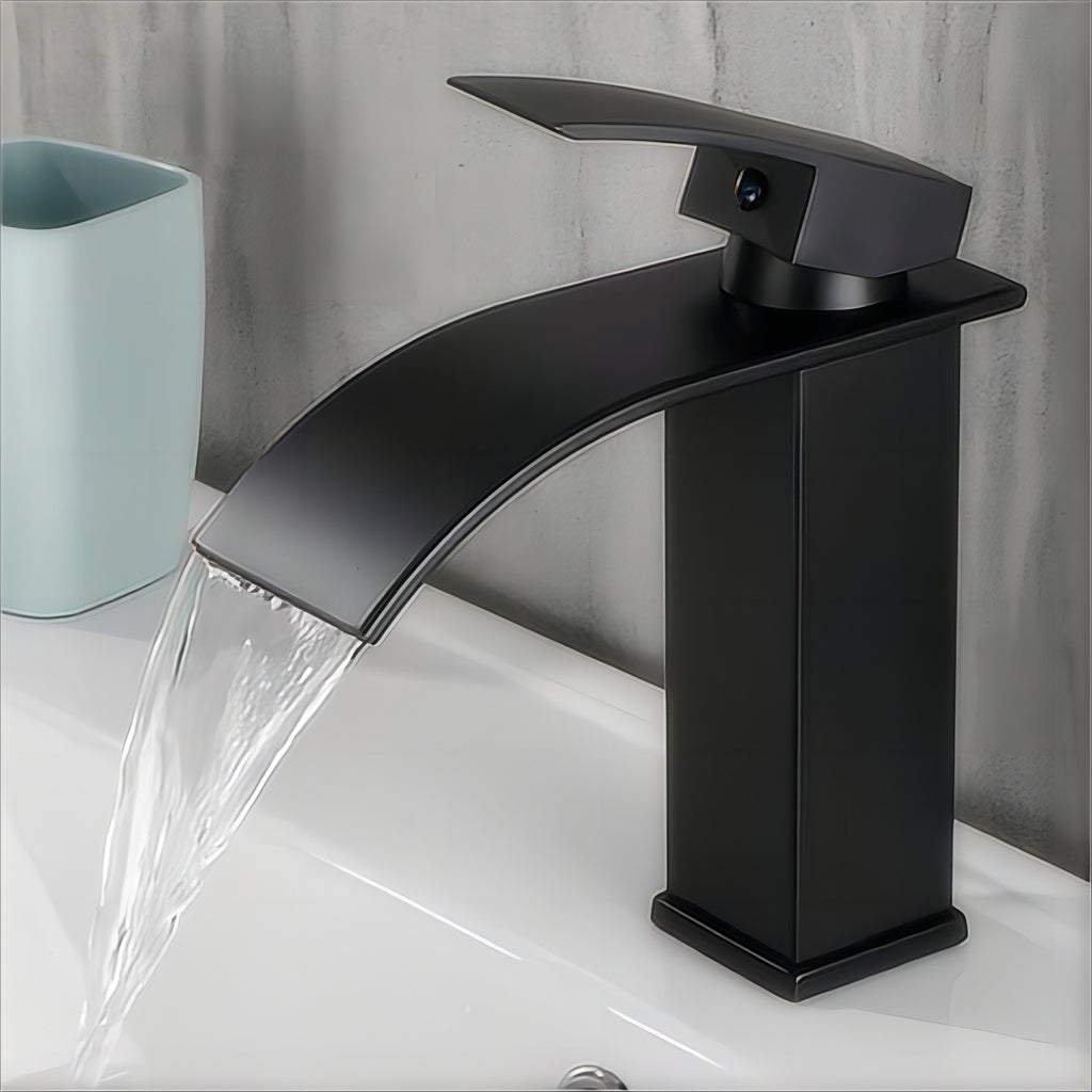 Square Waterfall Faucet Spout Basin Vanity Mixer Tap Single Handle Bathroom