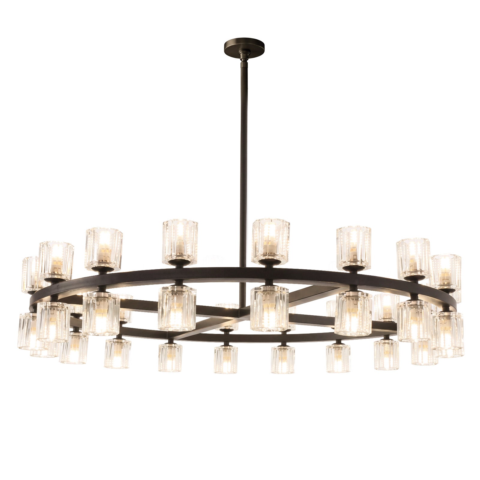 Modern K9 Crystal Chandelier 36-Light D90cm Black Large Wagon Wheel Pendant CL-BWPL