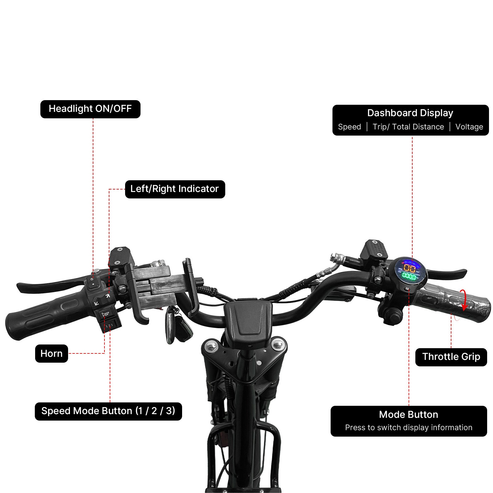 Electric Bicycle Upgraded 800W E-bike 60V 20AH Battery 16" Fat Tire