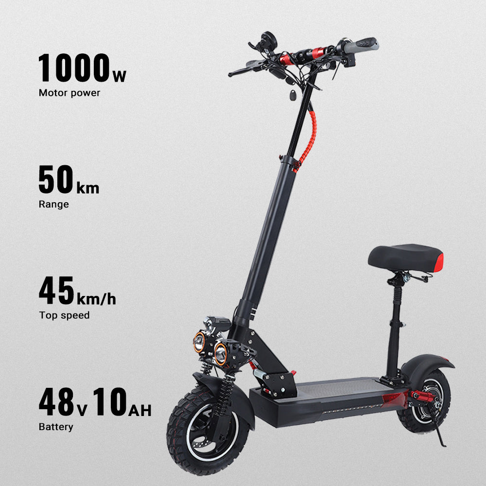 Foldable Electric Scooter 1000W Portable 40-50KM/H Off Road Adult e Bike w/ Seat