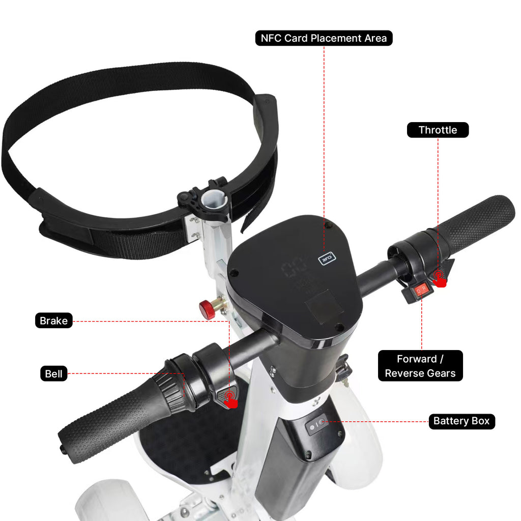 Foldable Electric Golf Scooter Sit&Ride Added Seat Sunshade Golf Cart