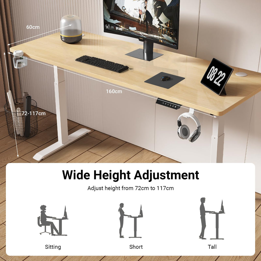 Electric Standing Desk Adjustable Height Sit-Stand Ergonomic Home Modern Desk