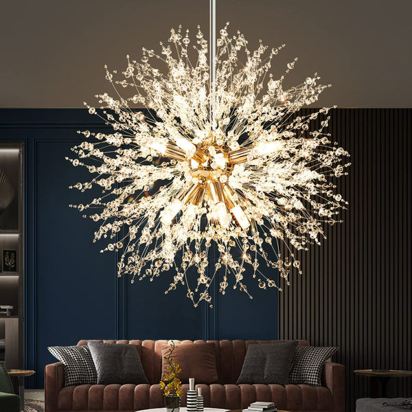 Crystal Chandelier Firework Ceiling Light Flush Mount Dandelion Pendant Light