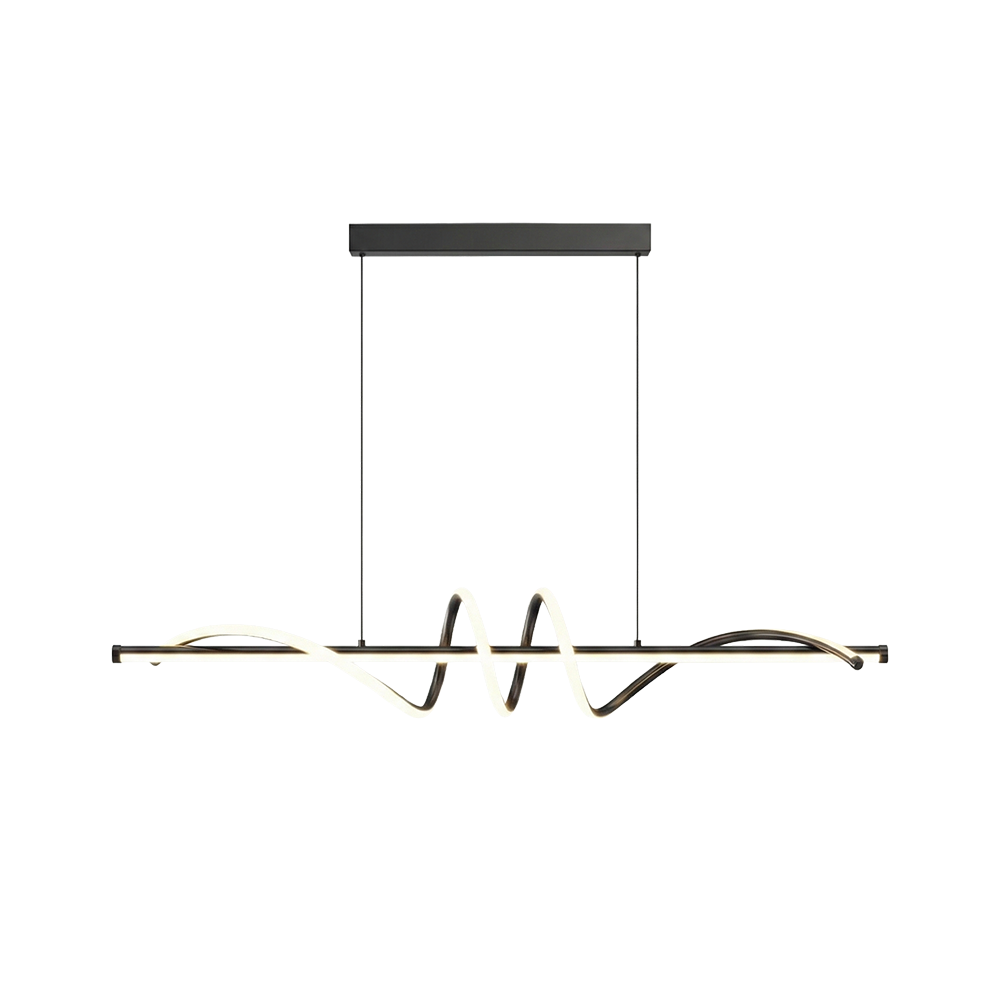 Linear LED Modern Wave Chandelier Black Dimmable Island Light CL-MW