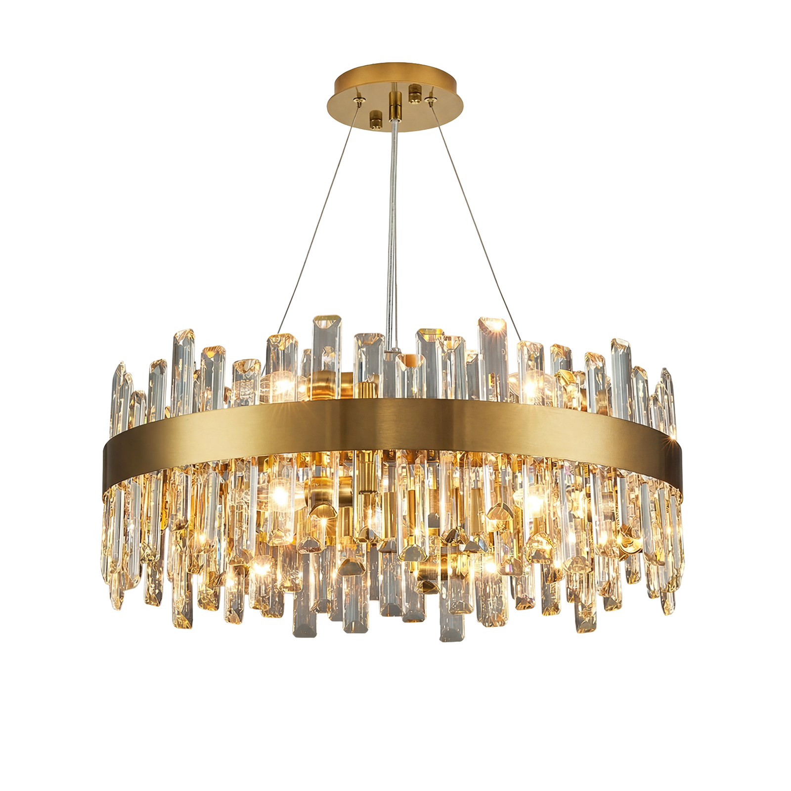 Modern Gold K9 Crystal Chandelier 12-Light Round Pendant CL-ICCR