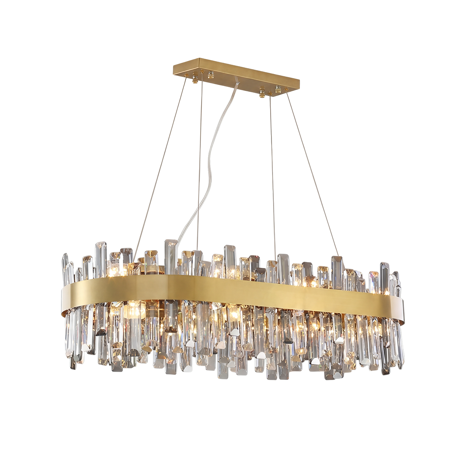 Modern Gold K9 Crystal Chandelier 12-Light Oval Pendant CL-ICCO