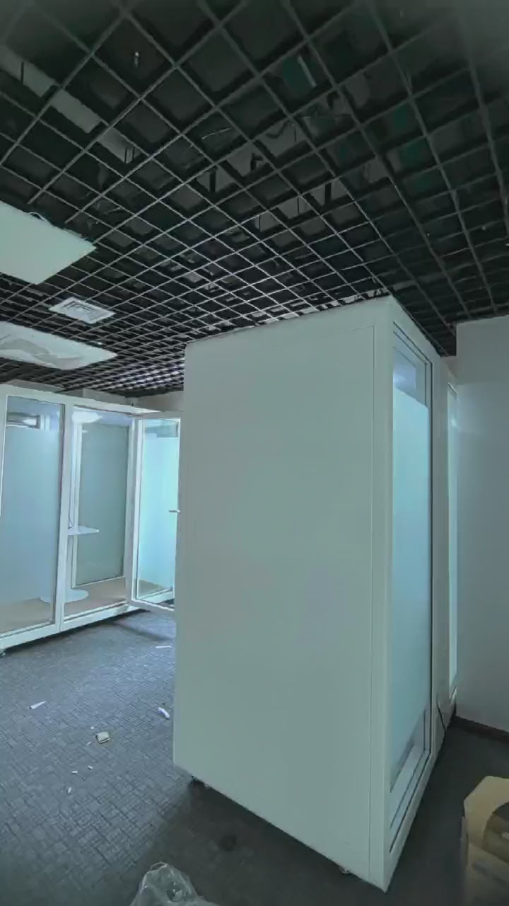 Load video: Made-to-Order Soundproof Booth Office Pod Privacy Phone Booth Portable Quiet Meeting Room