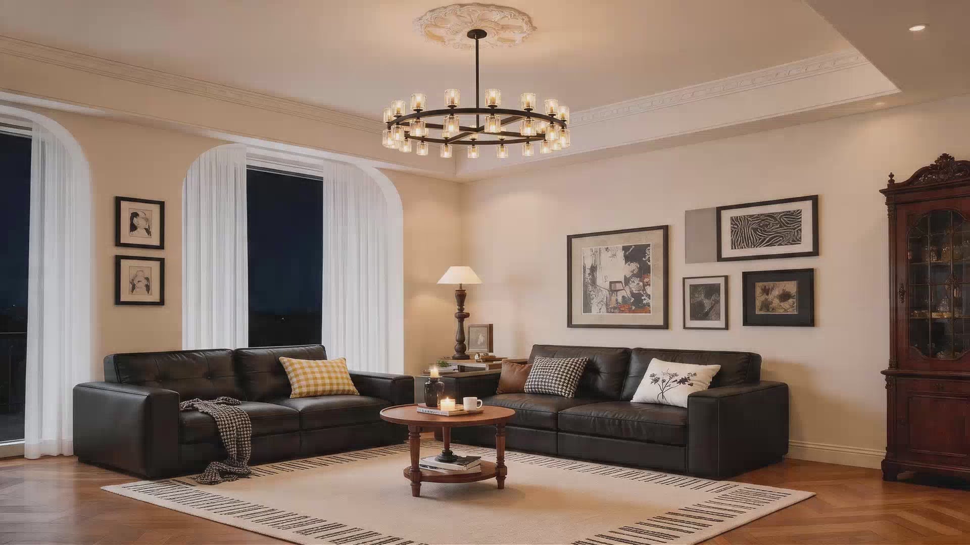 Load video: Modern K9 Crystal Chandelier 36-Light D90cm Black Large Wagon Wheel Pendant CL-BWPL