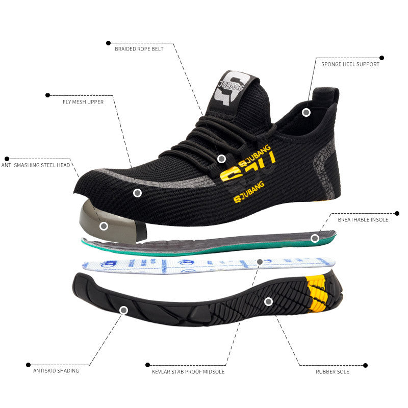 Work Boots Safety Shoes Heavy Duty Black & Yellow