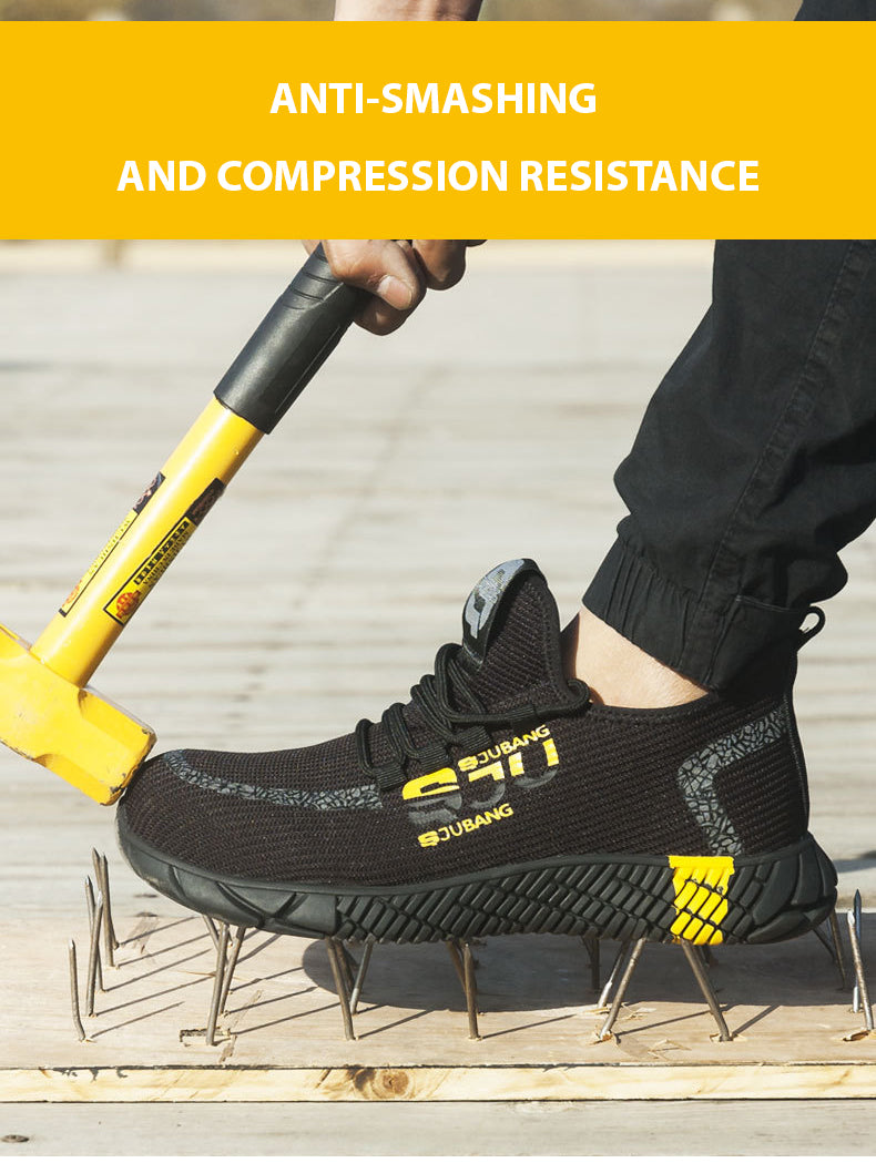 Work Boots Safety Shoes Heavy Duty Black & Yellow