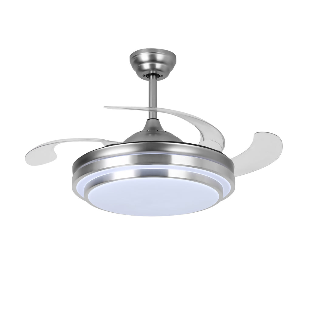 42'' Modern Silver Ceiling Fan with Light & Remote Control YX3B-P-2S-42-L