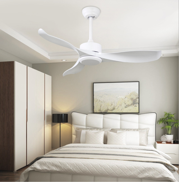 52'' Modern Pure White Ceiling Fan with Remote Control QIAOBIAN-3-P-2W-52-N