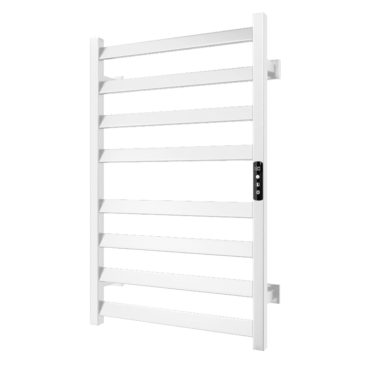 Heated Towel Rail, 6 Compartment Wall Mounted Bathroom Heated Towel Rail With Timer And LED Indicator