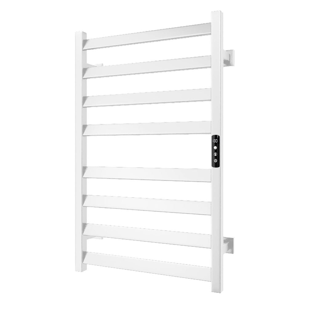 Heated Towel Rail, 6 Compartment Wall Mounted Bathroom Heated Towel Rail With Timer And LED Indicator