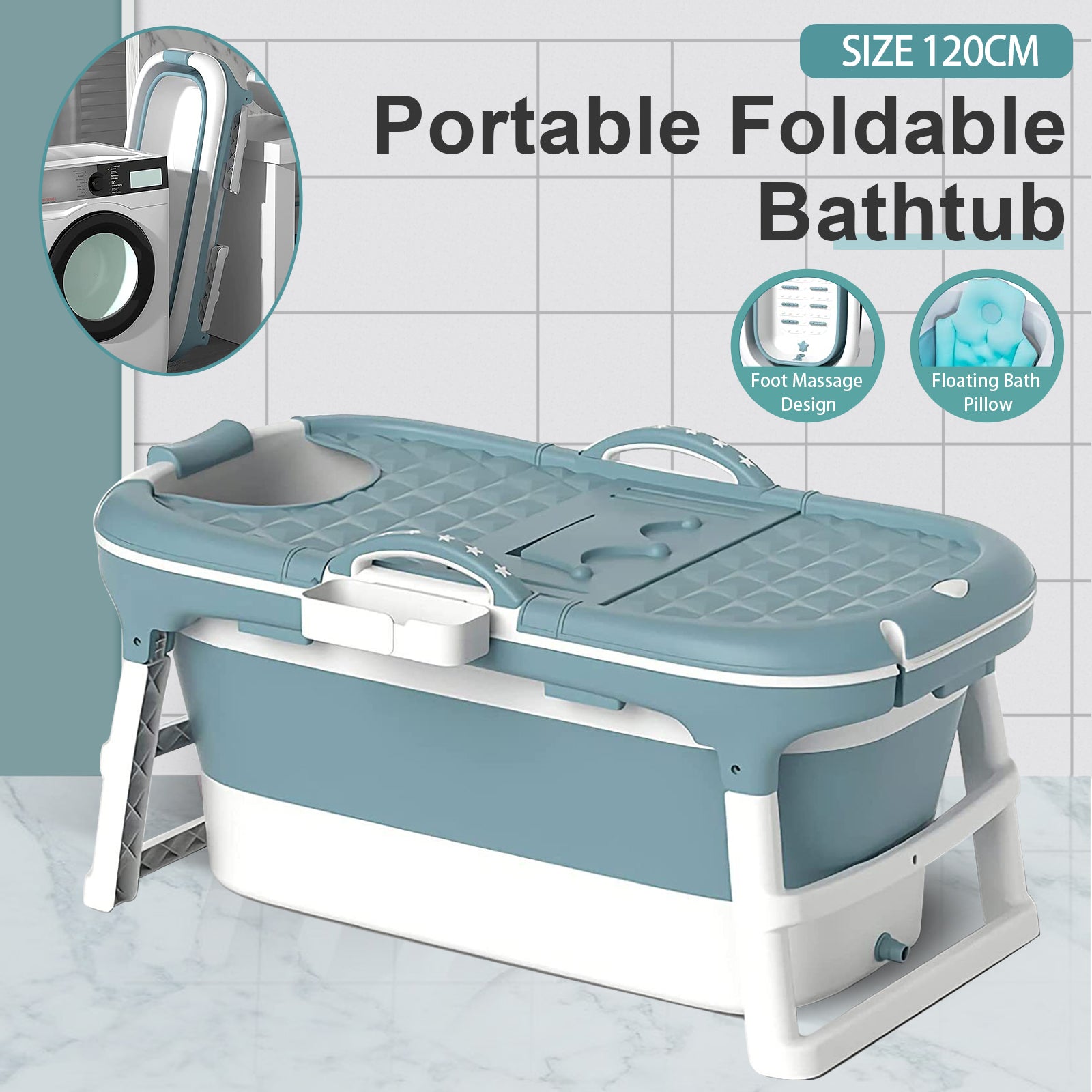 120*62cm Adult Foldable Bathtub by USOR - Australian Furniture& Homeware Store