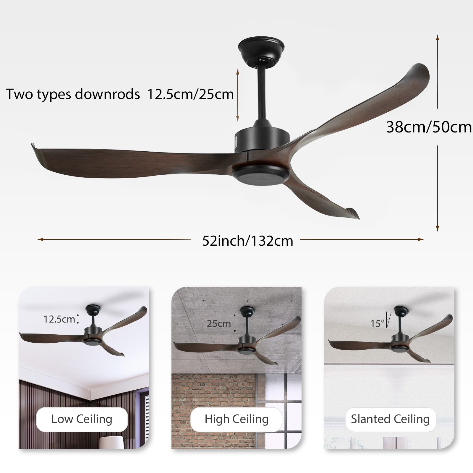 56" Black&Brown Ceiling Fan by USOR - Australian Ceiling Fan Store