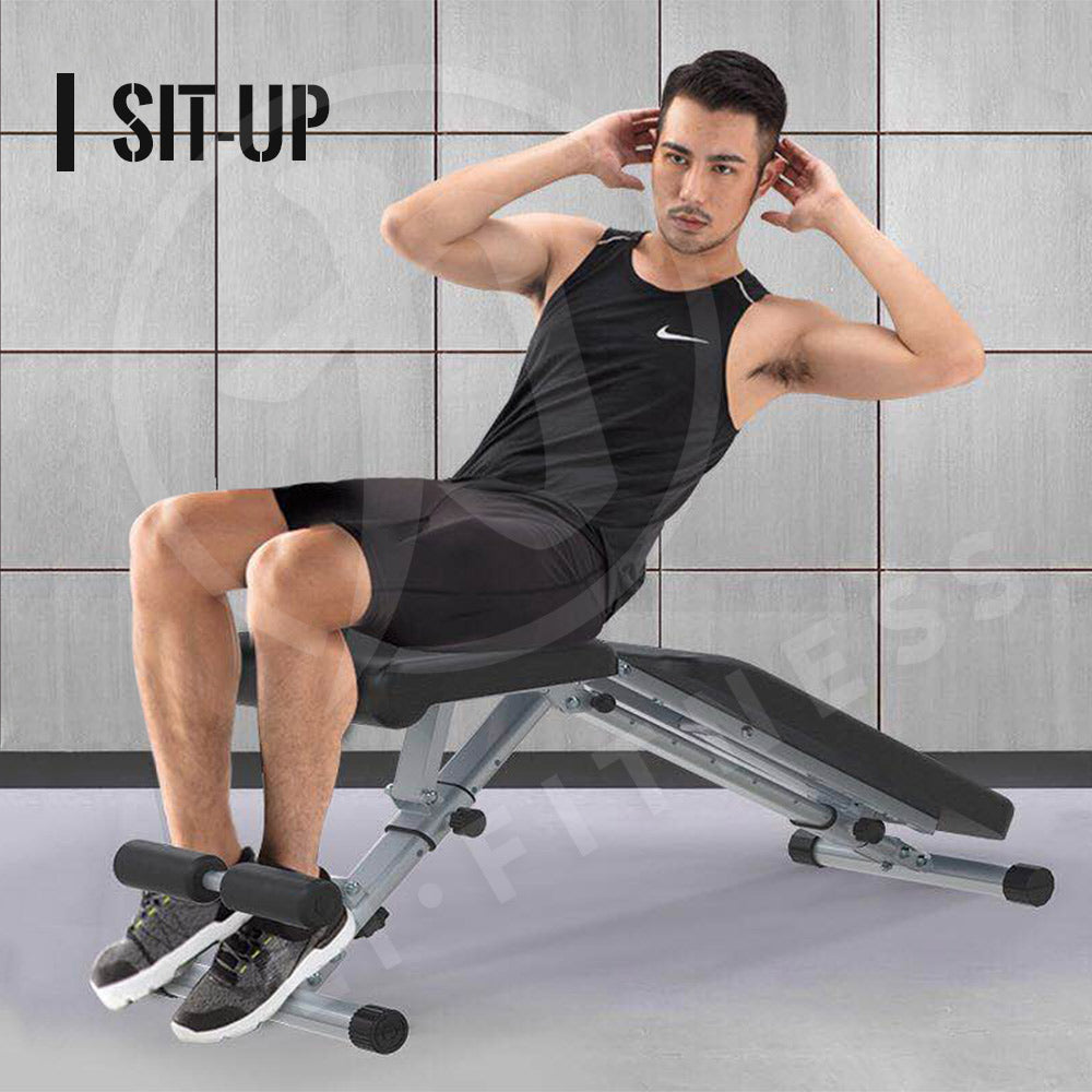【300kg】Foldable Adjustable Dumbbell Weight Bench Press Sit-up Flat Gym Exercise