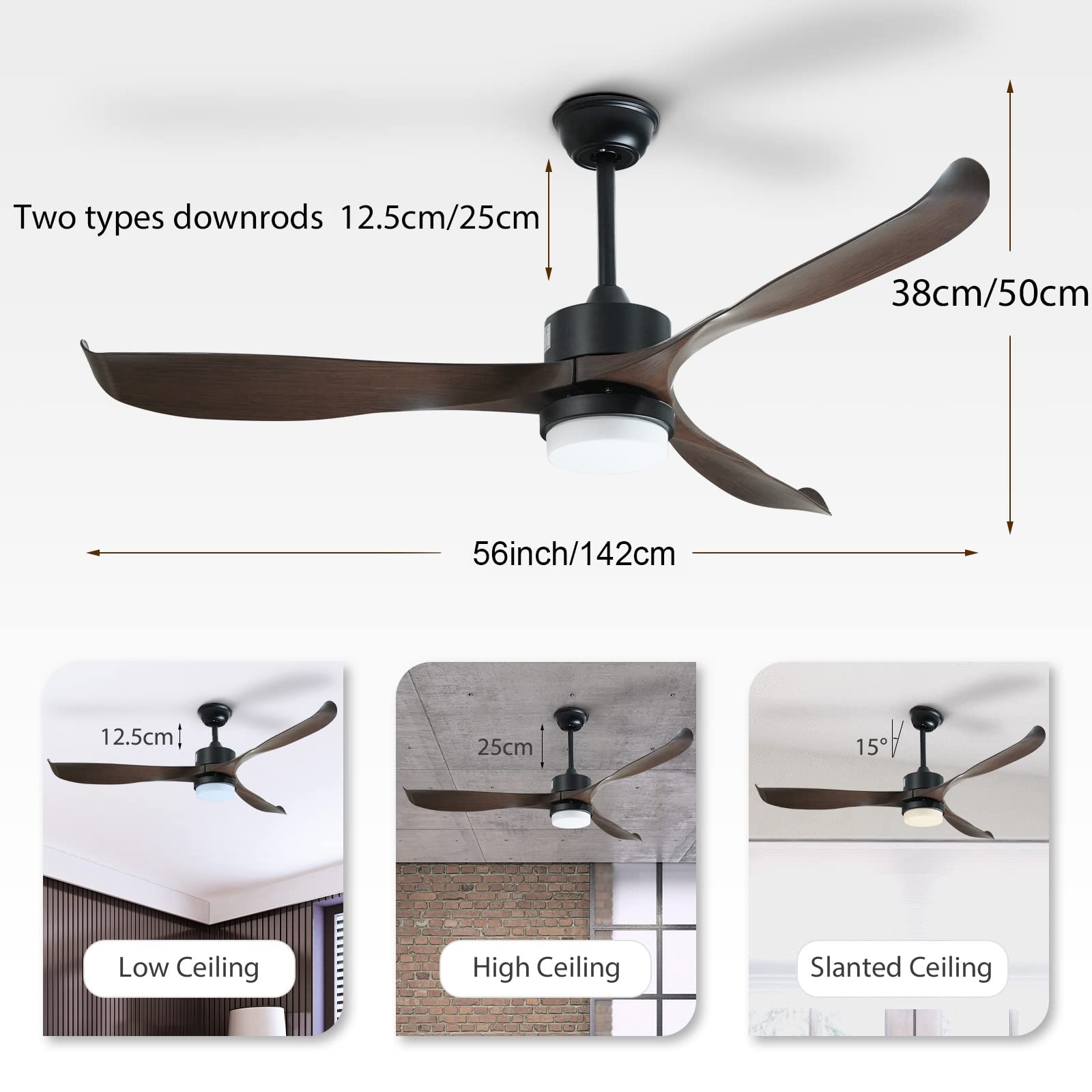 56" Ceiling Fan with Light with Light by USOR - Australian Chandelier Store
