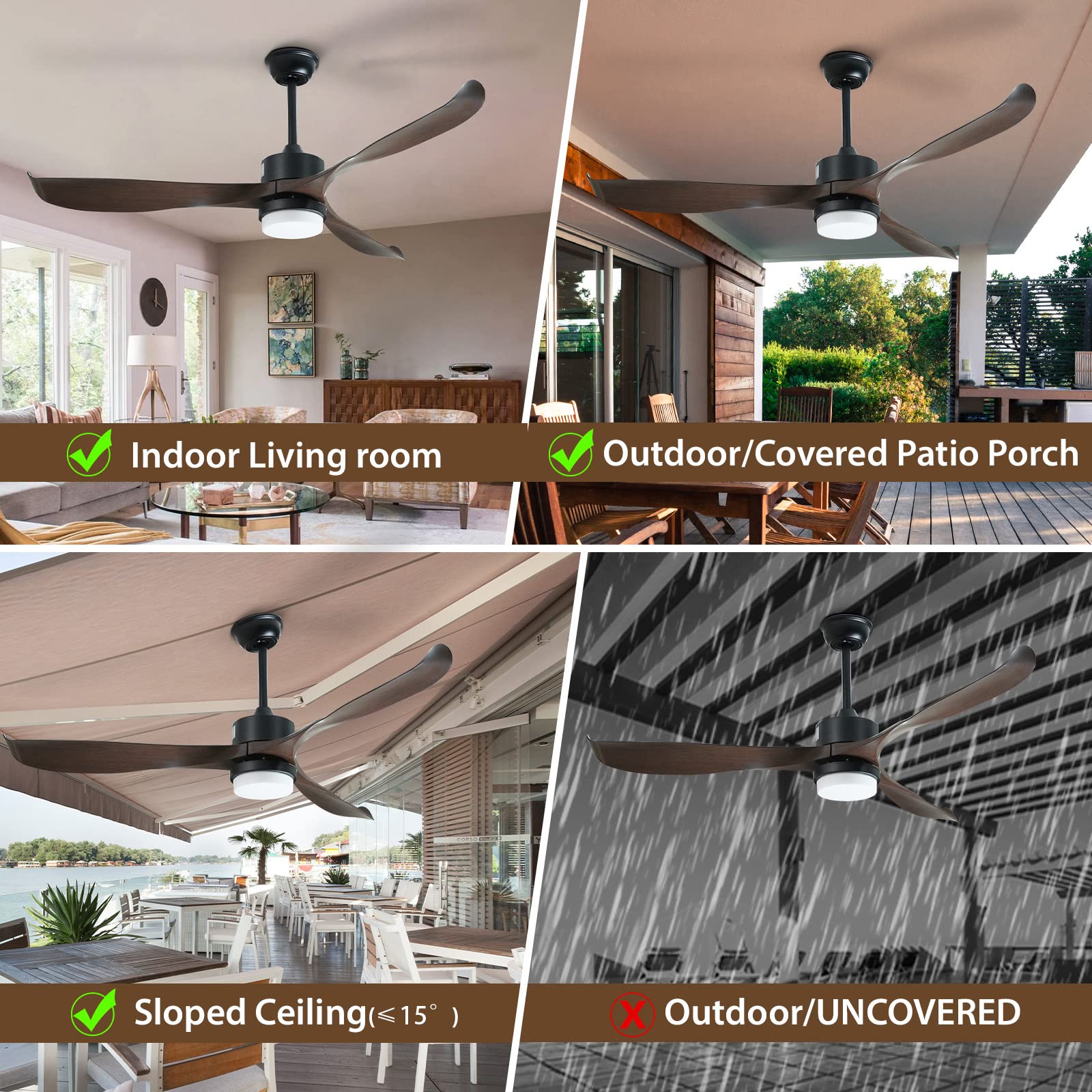 56" Ceiling Fan with Light with Light by USOR - Australian Chandelier Store