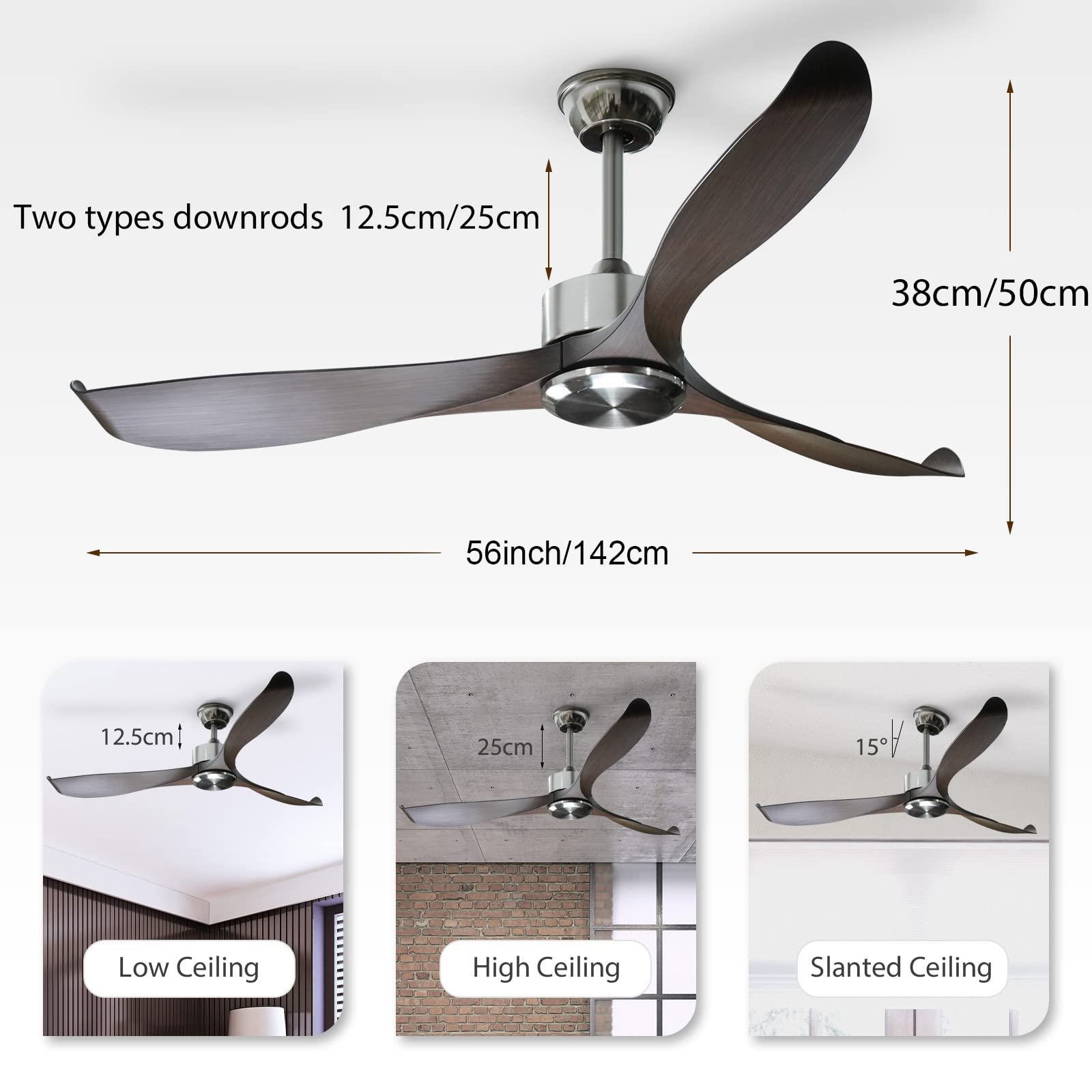 56"Silver&Brown Ceiling Fan by USOR - Australian Ceiling Fan Store