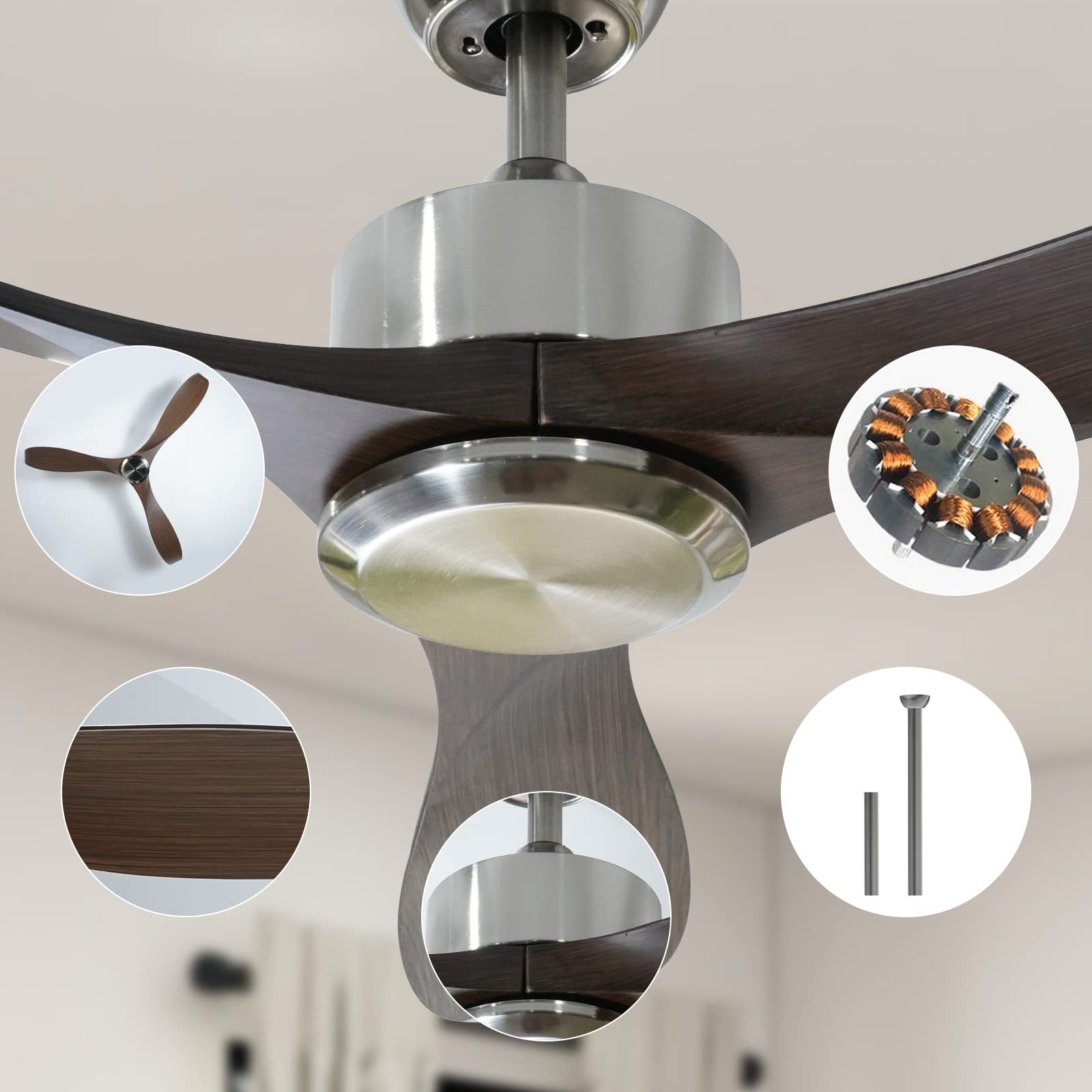 56"Silver&Brown Ceiling Fan by USOR - Australian Ceiling Fan Store