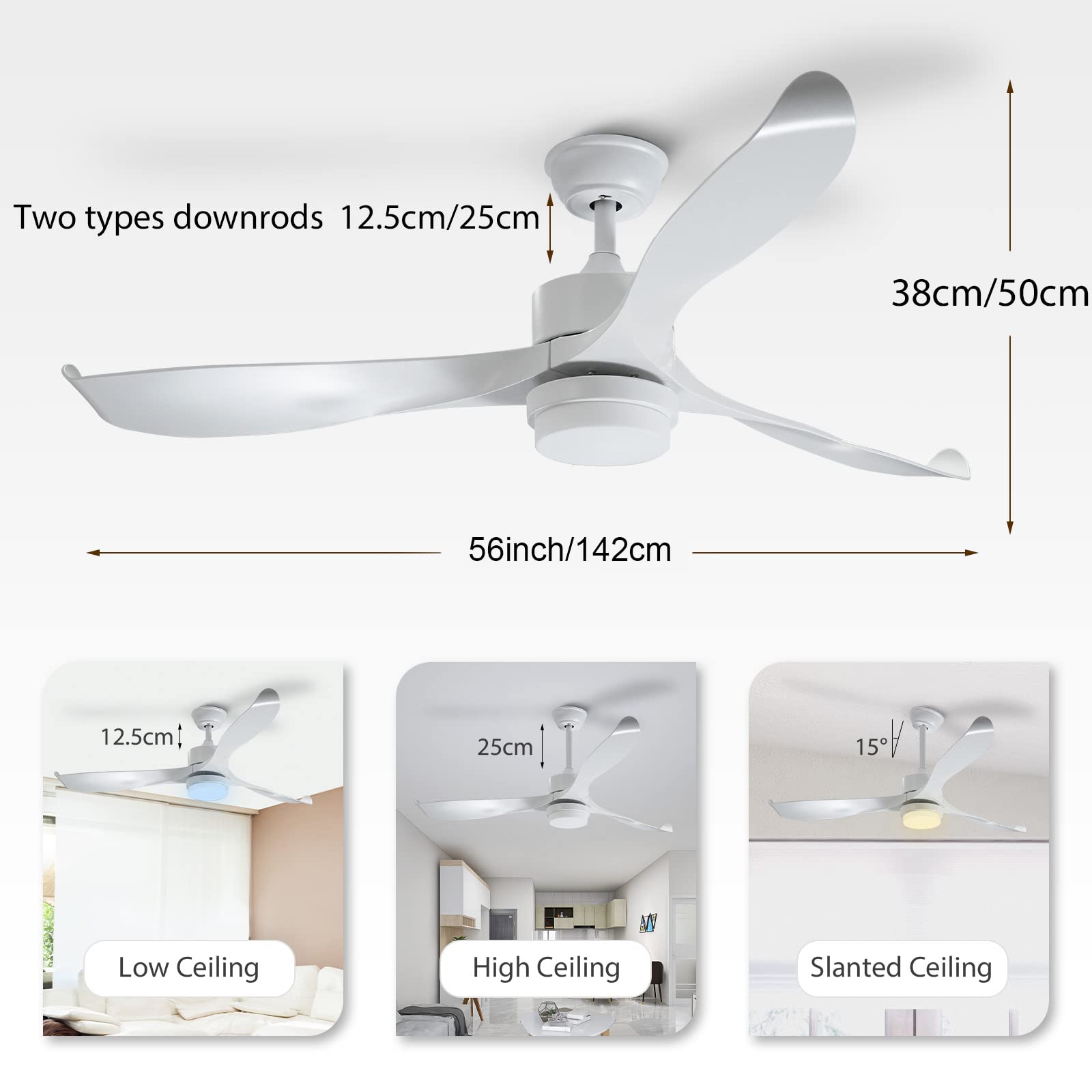 56'' Ceiling Fan with Light by USOR - Australian Chandelier Store